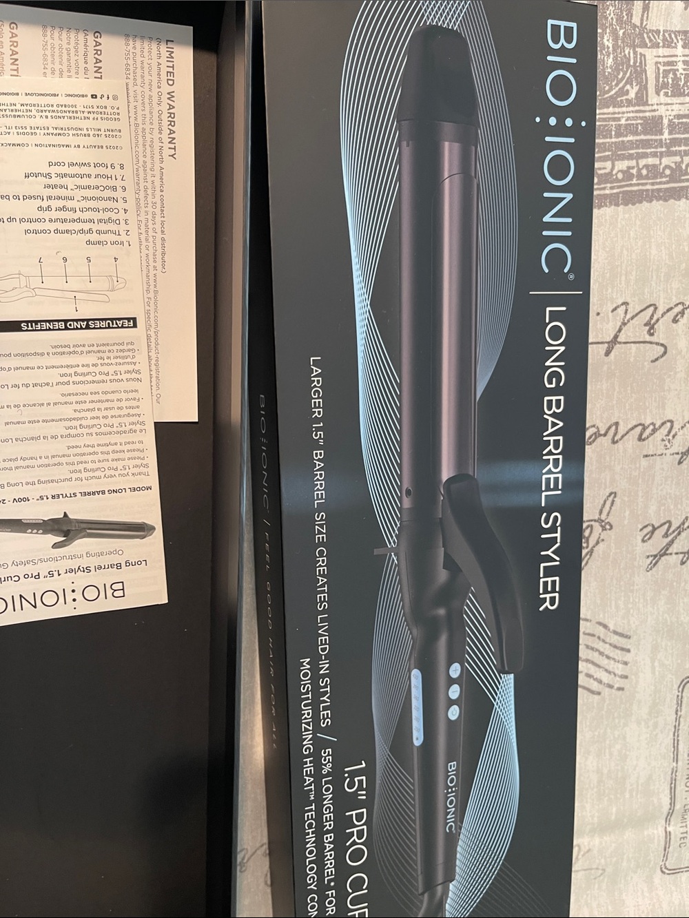 BIO IONIC Long Barrel Styler 1.5" Pro Curling Iron in Black - Picture 6 of 9